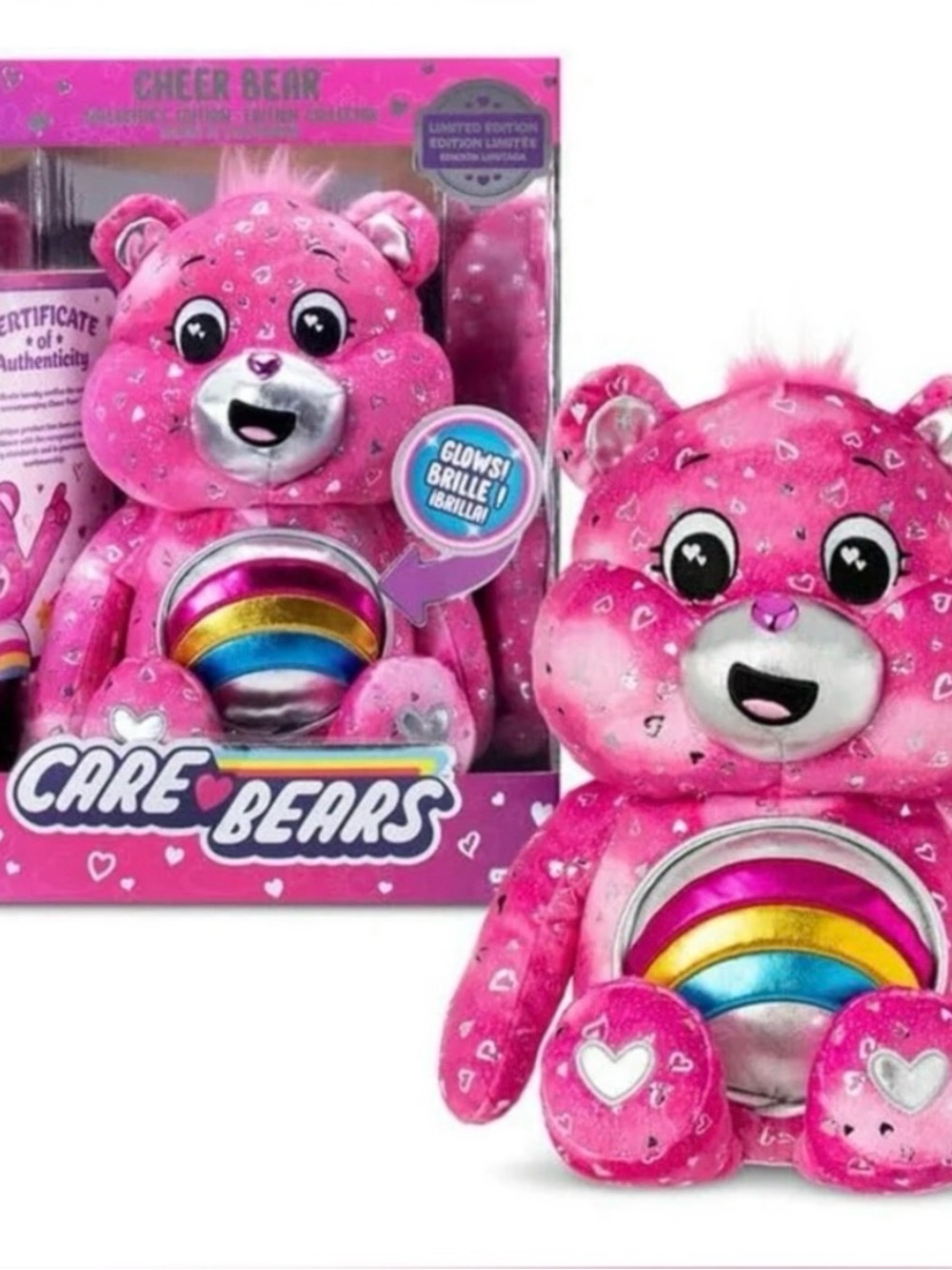 Care Bears Limited Edition Cheer Bear Plush with Rainbow Emblem